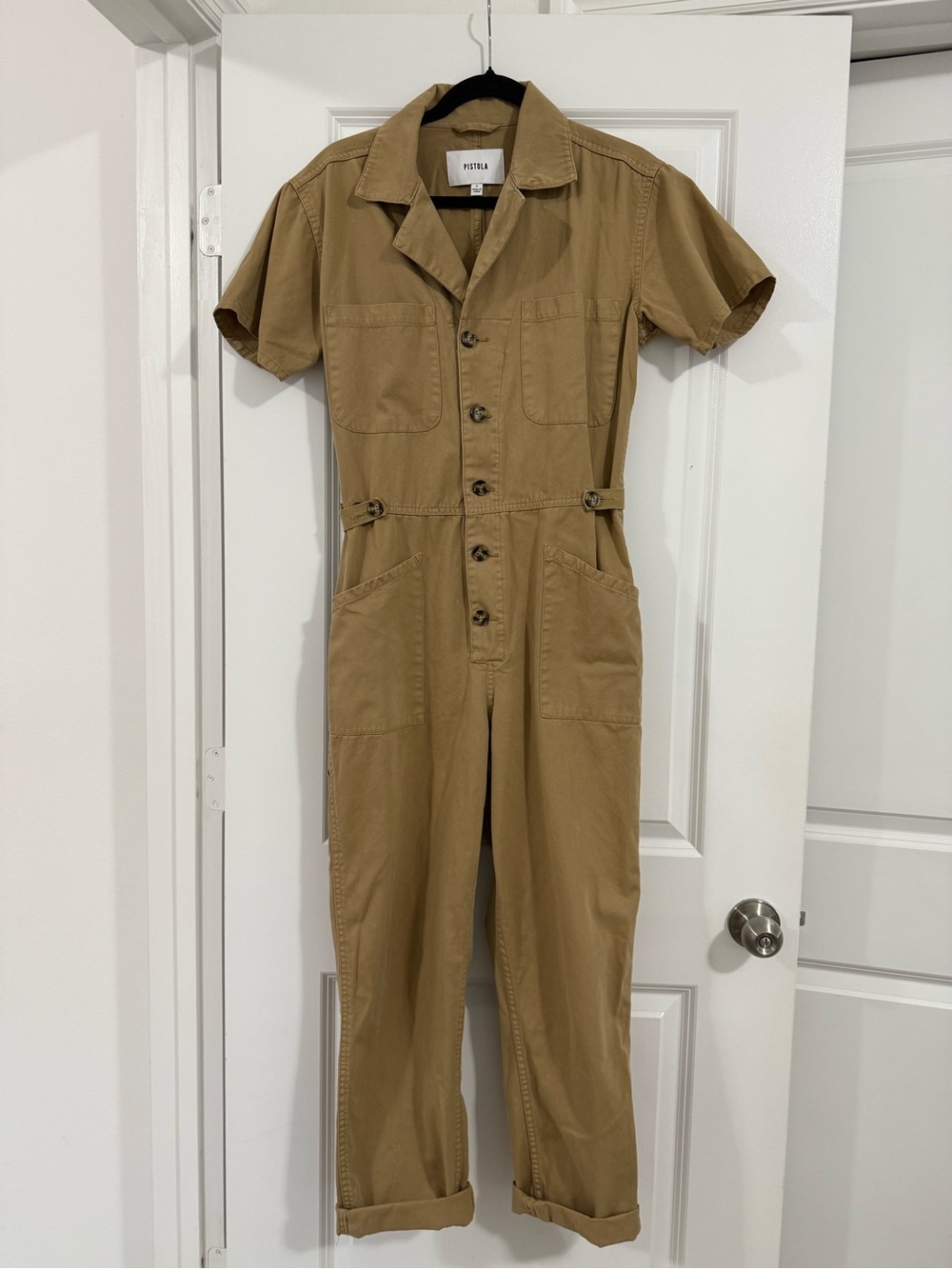 pistola Short-Sleeve Utility Jumpsuit in Khaki - Picture 2 of 5